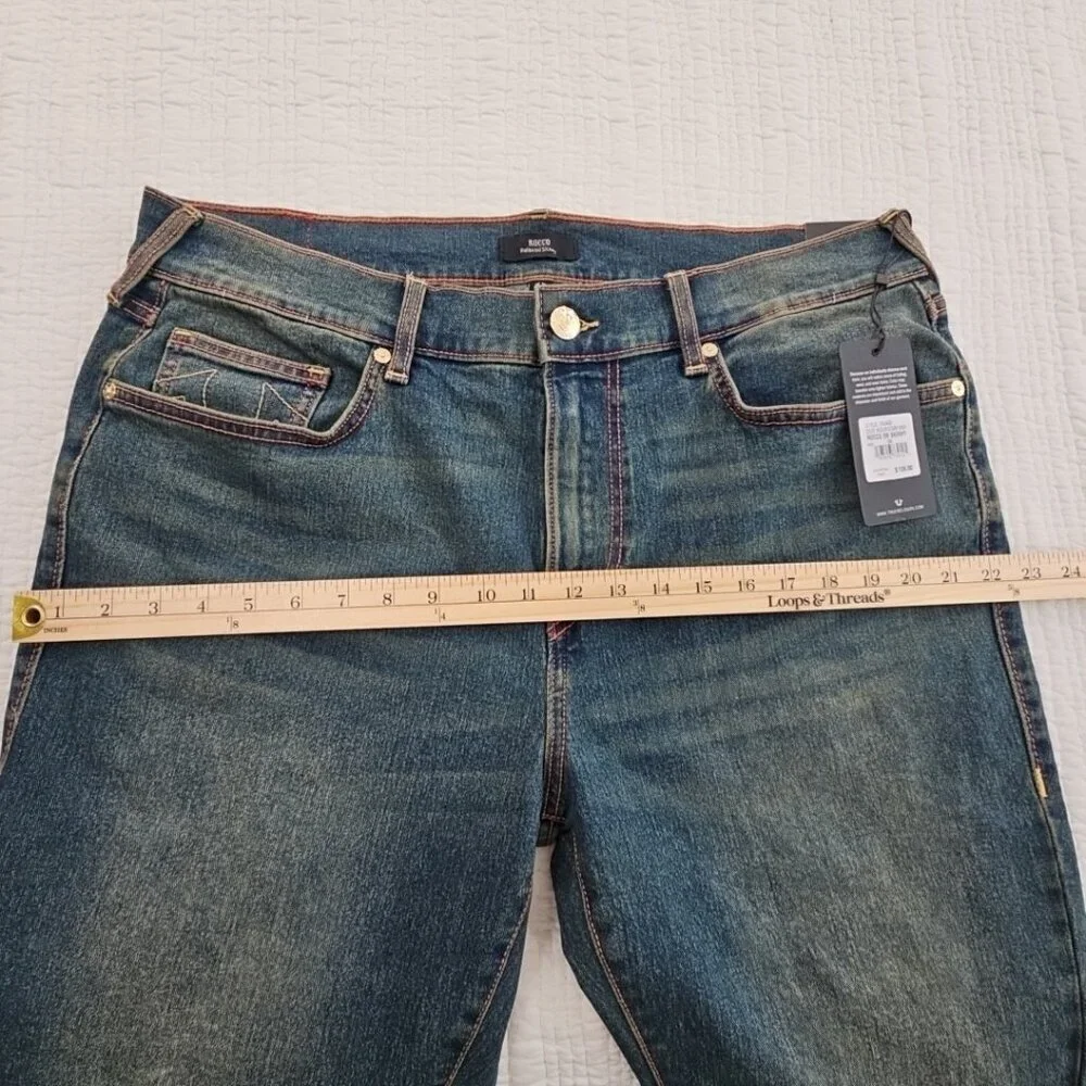 True Religion Rocco Jeans Men's‎ 36x32 NWT Relaxed Wide Leg Acid Wash NEW